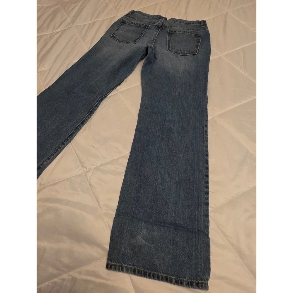 Old Navy Boys Loose Straight Leg Jeans Medium Wash Blue Sz 14 Regular Adjustable